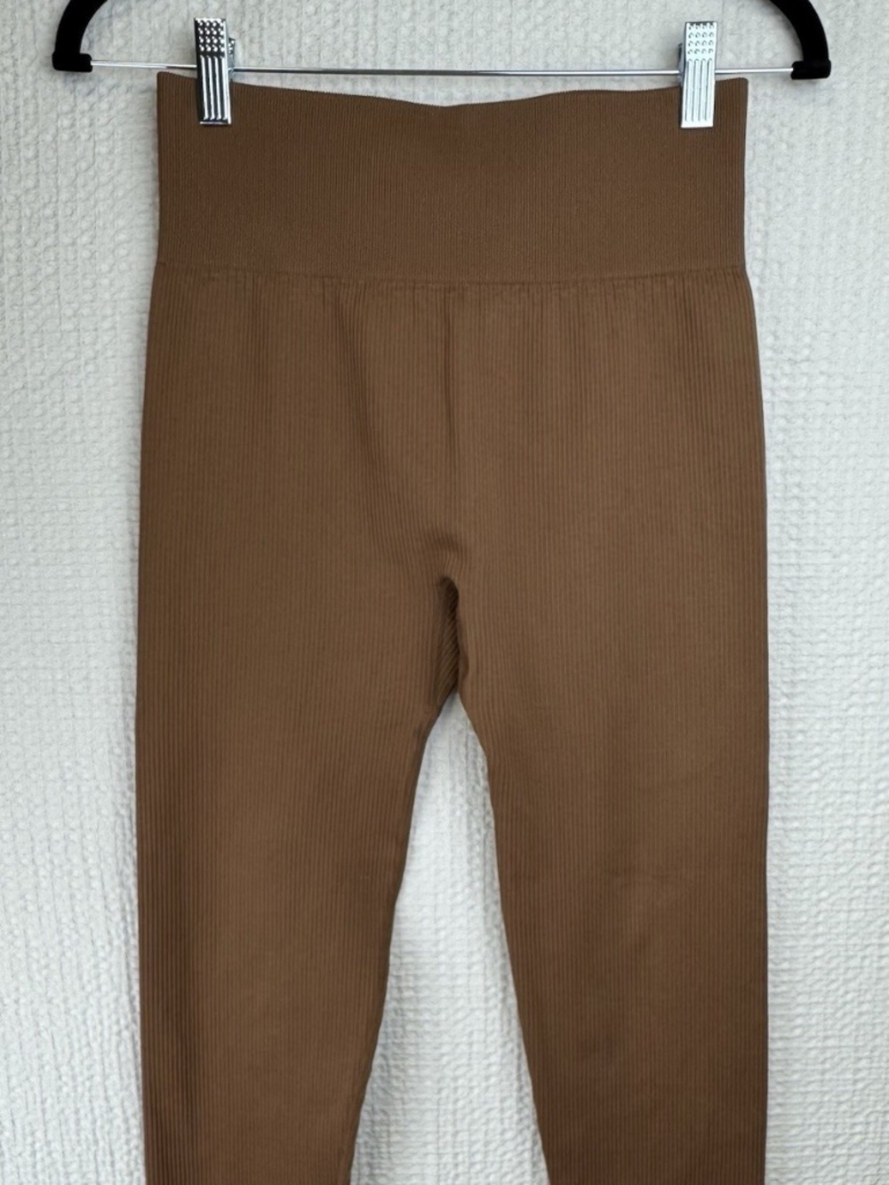 OQQ High Waist Ankle Leggings Brown Size L
